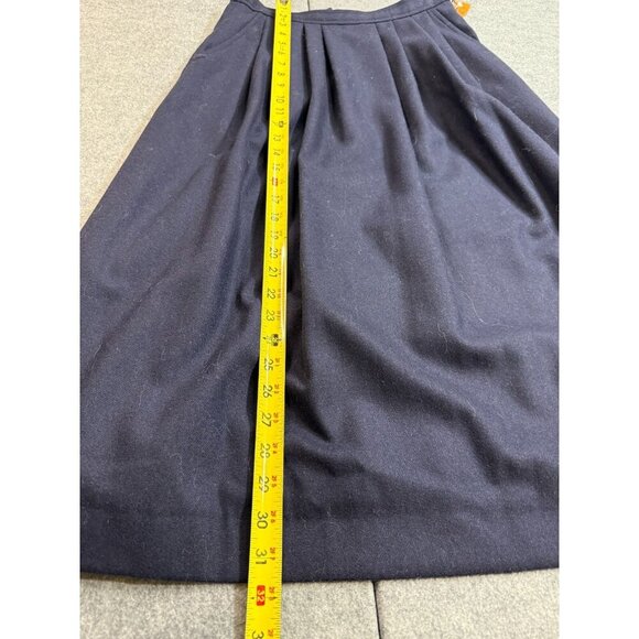 The Villager A-Line Skirt Women's 8 Blue Wool Lined Pockets Pleated Side Zip - Picture 6 of 7